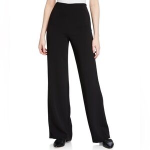 Theory Black Clean Wide-Leg Crepe Pants